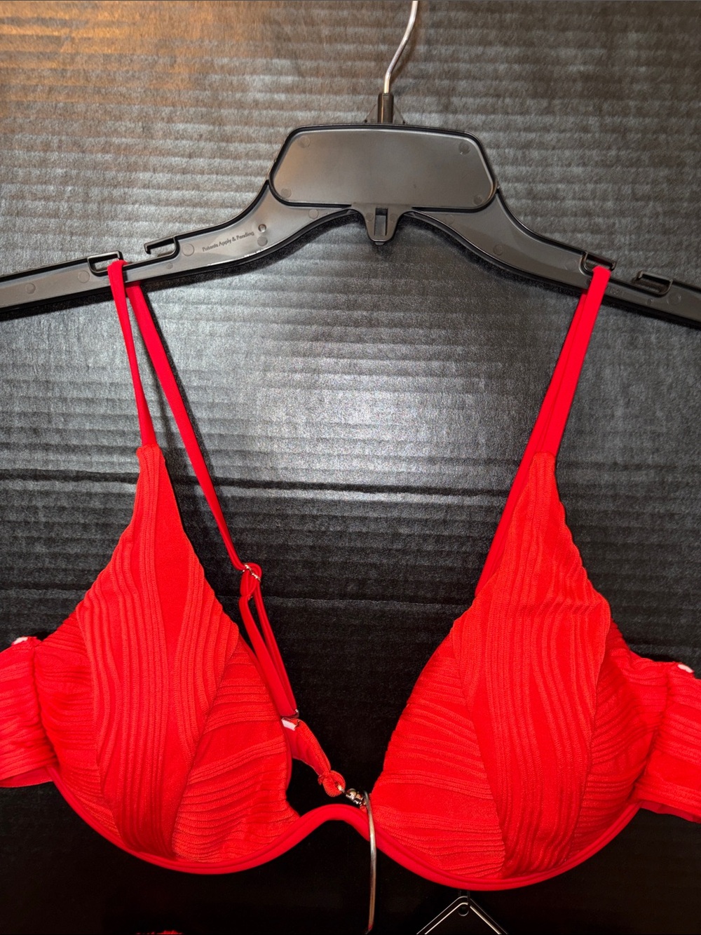 Zaful Bright Red Textured Tie-Side Bikini - Picture 4 of 8